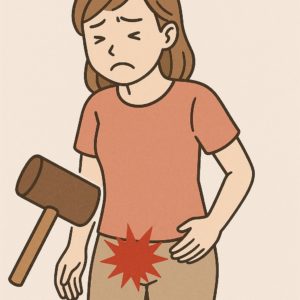 骨盤の前側の恥骨痛はトンカチで叩かれたような痛み